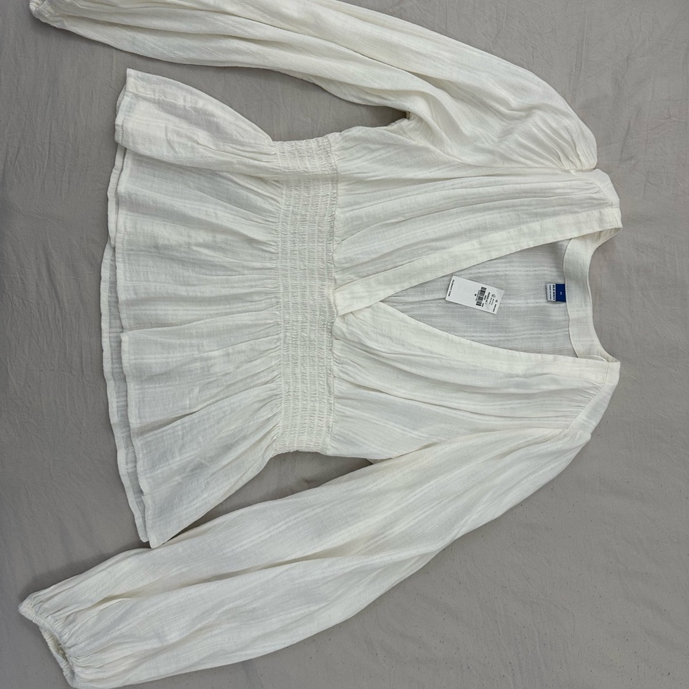 Old Navy Cream Blouse with Long Sleeves